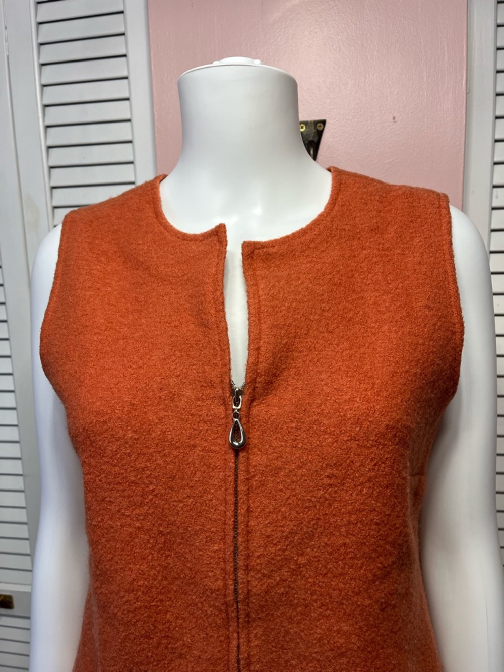 Studio C Orange Sleeveless Zip-Front Vest